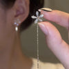 1Pcs Silver Color No-Piecing Zircon Tassel Clip Earring for Women Girl S925 Silver Needle Long Ear Line Ear Cuff Jewelry Gifts