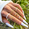 1Sets 5pcs/6pcs/10pcs Crystal Rings Set for Women Vintage Aesthetic Geometric   Lady Jewelry Gift   Rings