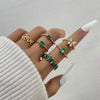 1Sets 5pcs/6pcs/10pcs Crystal Rings Set for Women Vintage Aesthetic Geometric   Lady Jewelry Gift   Rings