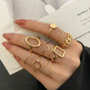 1Sets 5pcs/6pcs/10pcs Crystal Rings Set for Women Vintage Aesthetic Geometric   Lady Jewelry Gift   Rings