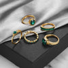 1Sets 5pcs/6pcs/10pcs Crystal Rings Set for Women Vintage Aesthetic Geometric   Lady Jewelry Gift   Rings