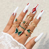1Sets 5pcs/6pcs/10pcs Crystal Rings Set for Women Vintage Aesthetic Geometric   Lady Jewelry Gift   Rings