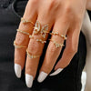 1Sets 5pcs/6pcs/10pcs Crystal Rings Set for Women Vintage Aesthetic Geometric   Lady Jewelry Gift   Rings