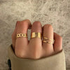 1Sets 5pcs/6pcs/10pcs Crystal Rings Set for Women Vintage Aesthetic Geometric   Lady Jewelry Gift   Rings
