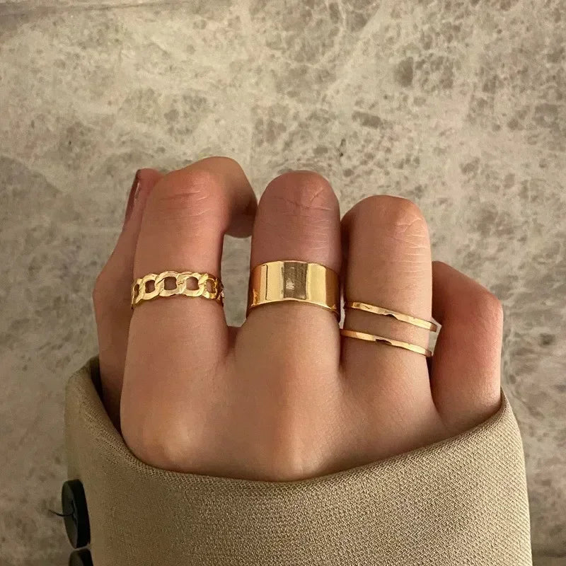 1Sets 5pcs/6pcs/10pcs Crystal Rings Set for Women Vintage Aesthetic Geometric   Lady Jewelry Gift   Rings