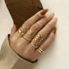 1Sets 5pcs/6pcs/10pcs Crystal Rings Set for Women Vintage Aesthetic Geometric   Lady Jewelry Gift   Rings