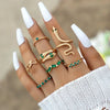 1Sets 5pcs/6pcs/10pcs Crystal Rings Set for Women Vintage Aesthetic Geometric   Lady Jewelry Gift   Rings