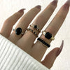 1Sets 5pcs/6pcs/10pcs Crystal Rings Set for Women Vintage Aesthetic Geometric   Lady Jewelry Gift   Rings