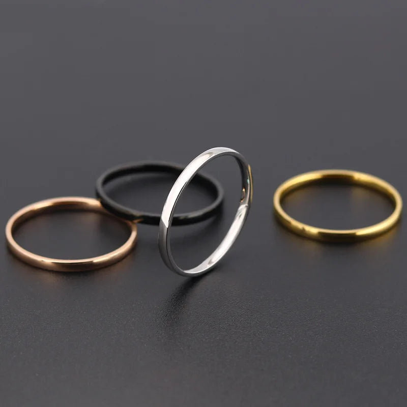 2-4mm Classic Stainless Steel Rings For Women Men Simple  Titanium Punk Couple Rings Wedding Party Jewelry Accessories