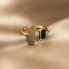 French  Retro Square Blue Oil Dripping Ring  Temperament Simple Opening Ring Women's Jewelry