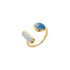 French  Retro Square Blue Oil Dripping Ring  Temperament Simple Opening Ring Women's Jewelry