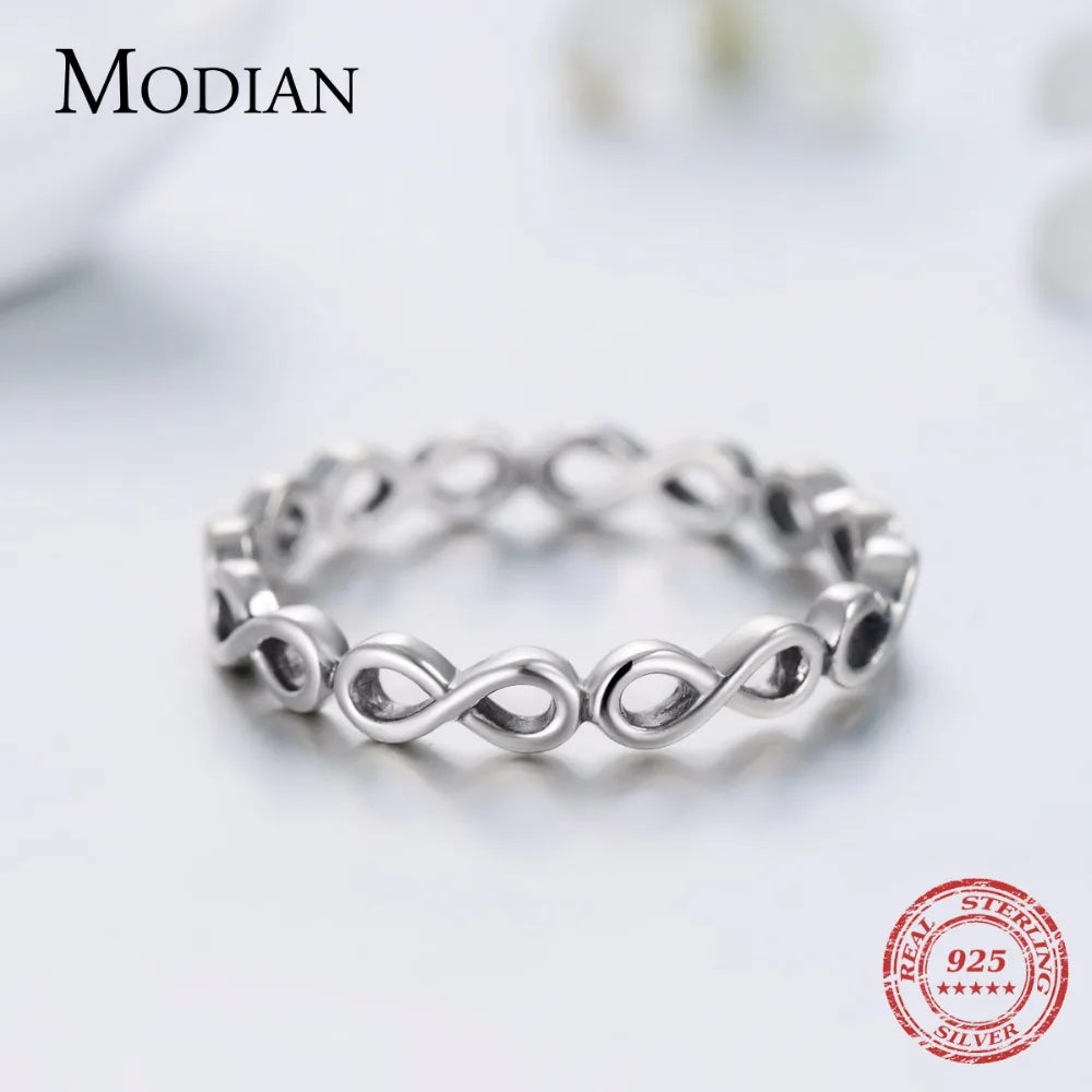 New Vintage Jewelry Original Solid 925 Sterling Silver Mobius Finger Ring Fine Jewelry For Women Wedding Gift