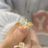 Korean  Exquisite Geometric Round Ring Women's    Zircon Finger Ring Simple Temperament Versatile Jewelry