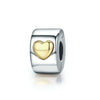 925 Sterling Silver Cartoon Beads Golden Heart Shaped Birthday Charms Fit Original Pandora Bracelet Women DIY Jewelry