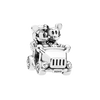 925 Sterling Silver Cartoon Beads Golden Heart Shaped Birthday Charms Fit Original Pandora Bracelet Women DIY Jewelry