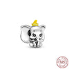 925 Sterling Silver Cartoon Beads Golden Heart Shaped Birthday Charms Fit Original Pandora Bracelet Women DIY Jewelry