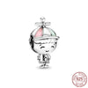 925 Sterling Silver Cartoon Beads Golden Heart Shaped Birthday Charms Fit Original Pandora Bracelet Women DIY Jewelry