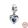925 Sterling Silver Cartoon Beads Golden Heart Shaped Birthday Charms Fit Original Pandora Bracelet Women DIY Jewelry