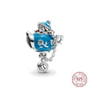 925 Sterling Silver Cartoon Beads Golden Heart Shaped Birthday Charms Fit Original Pandora Bracelet Women DIY Jewelry