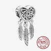 925 Sterling Silver Cartoon Beads Golden Heart Shaped Birthday Charms Fit Original Pandora Bracelet Women DIY Jewelry