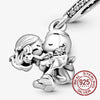 925 Sterling Silver Cartoon Beads Golden Heart Shaped Birthday Charms Fit Original Pandora Bracelet Women DIY Jewelry