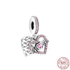 925 Sterling Silver Cartoon Beads Golden Heart Shaped Birthday Charms Fit Original Pandora Bracelet Women DIY Jewelry