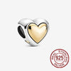 925 Sterling Silver Cartoon Beads Golden Heart Shaped Birthday Charms Fit Original Pandora Bracelet Women DIY Jewelry