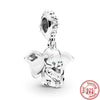 925 Sterling Silver Cartoon Beads Golden Heart Shaped Birthday Charms Fit Original Pandora Bracelet Women DIY Jewelry