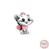 925 Sterling Silver Cartoon Beads Golden Heart Shaped Birthday Charms Fit Original Pandora Bracelet Women DIY Jewelry