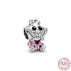 925 Sterling Silver Cartoon Beads Golden Heart Shaped Birthday Charms Fit Original Pandora Bracelet Women DIY Jewelry