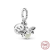 925 Sterling Silver Cartoon Beads Golden Heart Shaped Birthday Charms Fit Original Pandora Bracelet Women DIY Jewelry