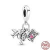 925 Sterling Silver Cartoon Beads Golden Heart Shaped Birthday Charms Fit Original Pandora Bracelet Women DIY Jewelry