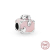 925 Sterling Silver Cartoon Beads Golden Heart Shaped Birthday Charms Fit Original Pandora Bracelet Women DIY Jewelry