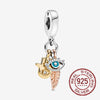 925 Sterling Silver Cartoon Beads Golden Heart Shaped Birthday Charms Fit Original Pandora Bracelet Women DIY Jewelry