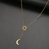 Stainless Steel Sun Totem And Moon Necklace For Women Fashionable Exquisite Summer Must-Have Party For Friend Jewelry