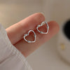 2022 New Y2K Sweet Rhinestone Heart Stud Earrings for Women Girls Cute Party Jewelry Korean Love Earrings Gifts