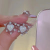 2022 New Y2K Sweet Rhinestone Heart Stud Earrings for Women Girls Cute Party Jewelry Korean Love Earrings Gifts