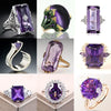 Color Amethyst Women's Ring Large Square Amethyst Cubic Zirconia Rhinestone Ring  Women's Party Jewelry