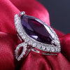 Color Amethyst Women's Ring Large Square Amethyst Cubic Zirconia Rhinestone Ring  Women's Party Jewelry