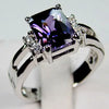 Color Amethyst Women's Ring Large Square Amethyst Cubic Zirconia Rhinestone Ring  Women's Party Jewelry