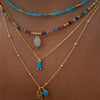 Multilayer Boho Colorful Bead Chain Necklace for Women Female Crystal Water Drop Metal Letter Pendant Jewelry Gift