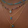 Multilayer Boho Colorful Bead Chain Necklace for Women Female Crystal Water Drop Metal Letter Pendant Jewelry Gift