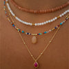 Multilayer Boho Colorful Bead Chain Necklace for Women Female Crystal Water Drop Metal Letter Pendant Jewelry Gift