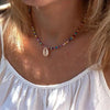 Multilayer Boho Colorful Bead Chain Necklace for Women Female Crystal Water Drop Metal Letter Pendant Jewelry Gift