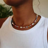 Multilayer Boho Colorful Bead Chain Necklace for Women Female Crystal Water Drop Metal Letter Pendant Jewelry Gift