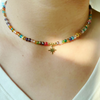 Multilayer Boho Colorful Bead Chain Necklace for Women Female Crystal Water Drop Metal Letter Pendant Jewelry Gift