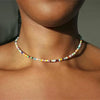 Multilayer Boho Colorful Bead Chain Necklace for Women Female Crystal Water Drop Metal Letter Pendant Jewelry Gift