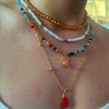 Multilayer Boho Colorful Bead Chain Necklace for Women Female Crystal Water Drop Metal Letter Pendant Jewelry Gift