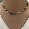 Multilayer Boho Colorful Bead Chain Necklace for Women Female Crystal Water Drop Metal Letter Pendant Jewelry Gift