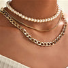 Wedding Pearl Choker Necklace For Women Vintage Coin Lock Pendant Chain Jewelry on the Neck Accessories Party Gift